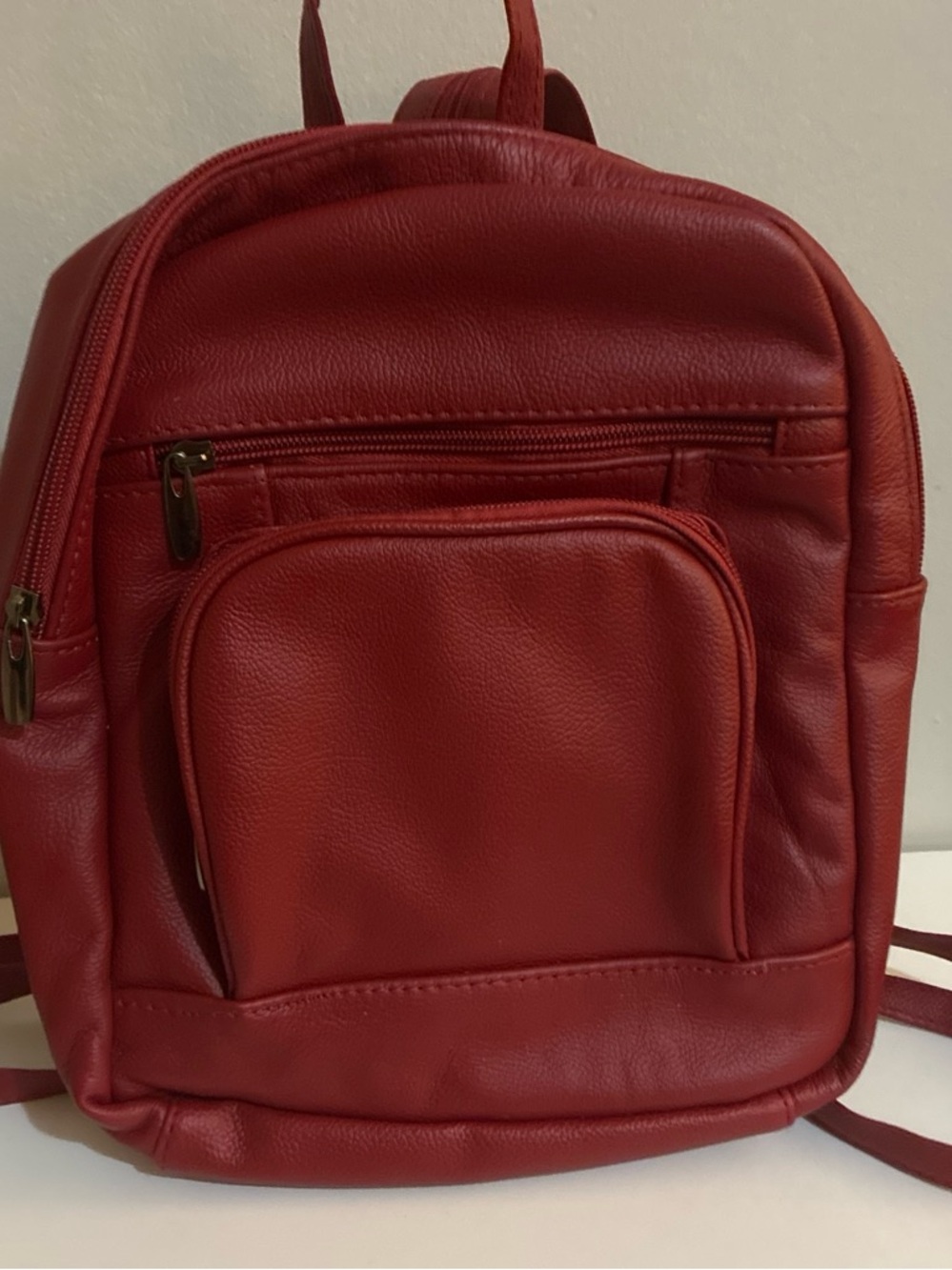 NWOT Red Leather Krediz Mini Backpack